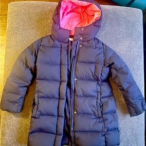 Jcrew Crewcuts Girls Down Puffer Blue Coat with Pink
